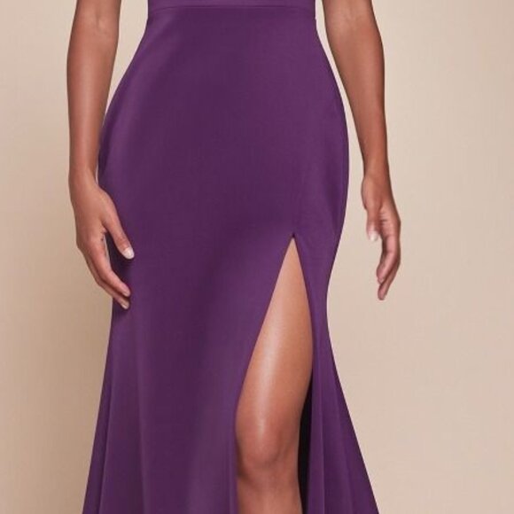 NEW FORMAL MAXI SLEEVELESS SHEATH SOLID V-NECK DRESS W/ HIGH LEG SLIT CD CH395 - Picture 6 of 6